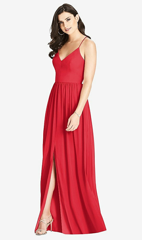 Front View - Parisian Red Criss Cross Strap Backless Maxi Dress