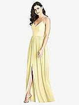 Front View Thumbnail - Pale Yellow Criss Cross Strap Backless Maxi Dress