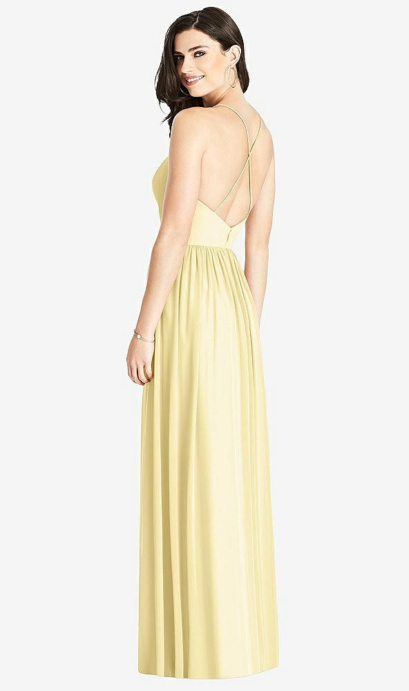 Back View - Pale Yellow Criss Cross Strap Backless Maxi Dress