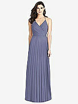 Rear View Thumbnail - French Blue Ruffled Strap Cutout Wrap Maxi Dress