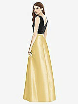 Rear View Thumbnail - Maize & Black Sleeveless A-Line Satin Dress with Pockets
