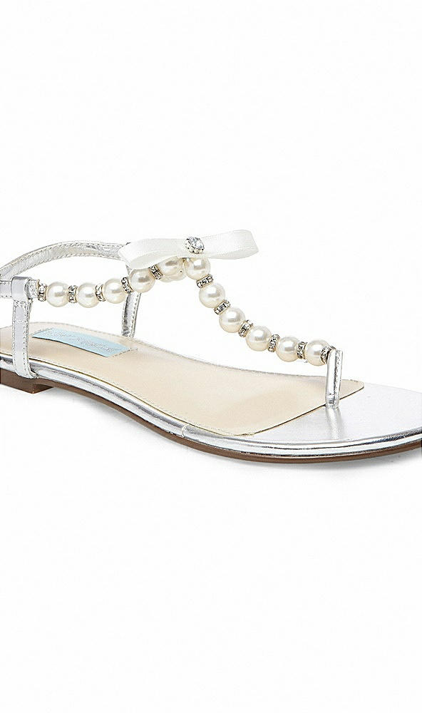 Front View - Silver Betsey Blue Pearl Bridal Sandal