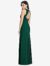 Rear View Thumbnail - Hunter Green Diamond Cutout Back Trumpet Gown with Front Slit