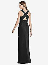 Front View Thumbnail - Black Criss Cross Back Trumpet Gown with Front Slit