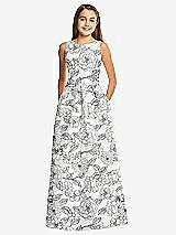 Front View Thumbnail - Botanica Floral Bateau Neck Maxi Junior Bridesmaid Dress with Pockets