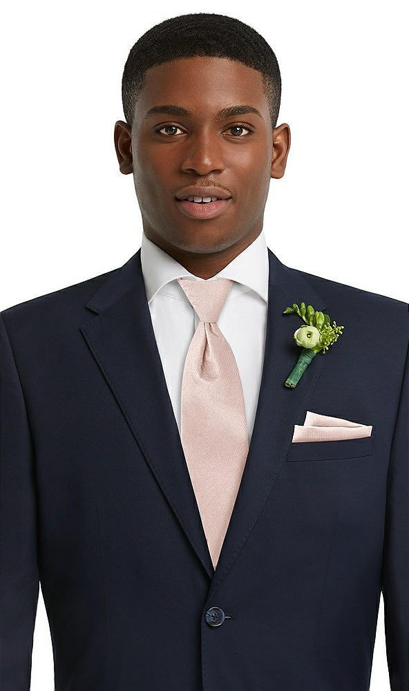 Front View - Pearl Pink Yarn-Dyed Modern Tie by After Six