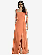 Front View Thumbnail - Sweet Melon Tie-Shoulder Chiffon Maxi Dress with Front Slit