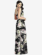 Rear View Thumbnail - Noir Garden Tie-Shoulder Chiffon Maxi Dress with Front Slit