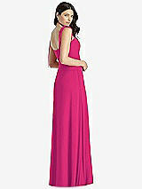 Rear View Thumbnail - Think Pink Tie-Shoulder Chiffon Maxi Dress with Front Slit
