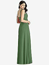 Rear View Thumbnail - Vineyard Green Tie-Shoulder Chiffon Maxi Dress with Front Slit