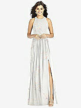 Front View Thumbnail - Spring Fling Shirred Skirt Jewel Neck Halter Dress with Front Slit