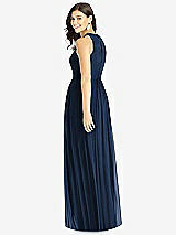 Rear View Thumbnail - Midnight Navy Shirred Skirt Jewel Neck Halter Dress with Front Slit