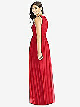 Rear View Thumbnail - Parisian Red Shirred Skirt Jewel Neck Halter Dress with Front Slit
