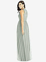 Rear View Thumbnail - Willow Green Shirred Skirt Jewel Neck Halter Dress with Front Slit