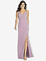 Front View Thumbnail - Suede Rose Criss Cross Back Mermaid Wrap Dress