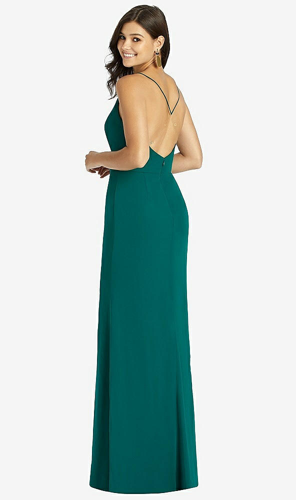 Back View - French Blue Criss Cross Back Mermaid Wrap Dress