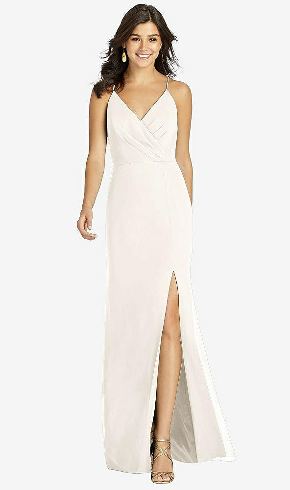 Front View - Ivory Criss Cross Back Mermaid Wrap Dress