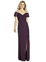 Front View Thumbnail - Aubergine Silver After Six Shimmer Bridesmaid Dress 6809LS