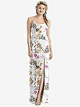 Rear View Thumbnail - Butterfly Botanica Ivory Cowl-Back Double Strap Maxi Dress with Side Slit