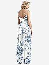 Front View Thumbnail - Cottage Rose Dusk Blue Cowl-Back Double Strap Maxi Dress with Side Slit