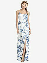 Rear View Thumbnail - Cottage Rose Dusk Blue Cowl-Back Double Strap Maxi Dress with Side Slit