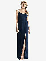 Rear View Thumbnail - Midnight Navy Cowl-Back Double Strap Maxi Dress with Side Slit