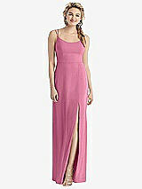 Rear View Thumbnail - Orchid Pink Cowl-Back Double Strap Maxi Dress with Side Slit