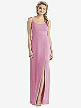 Rear View Thumbnail - Powder Pink Cowl-Back Double Strap Maxi Dress with Side Slit