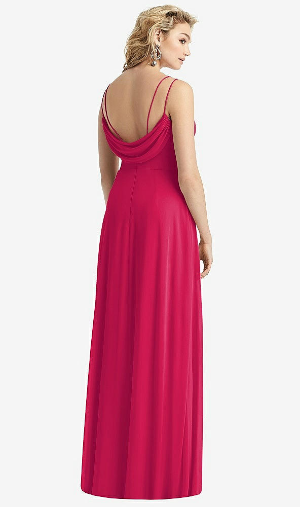 Front View - Vivid Pink Cowl-Back Double Strap Maxi Dress with Side Slit