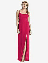 Rear View Thumbnail - Vivid Pink Cowl-Back Double Strap Maxi Dress with Side Slit