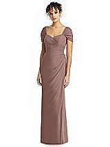 Alt View 1 Thumbnail - Sienna Draped Off-the-Shoulder Maxi Dress with Shirred Streamer