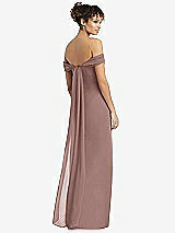 Rear View Thumbnail - Sienna Draped Off-the-Shoulder Maxi Dress with Shirred Streamer