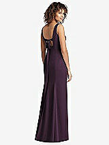 Front View Thumbnail - Aubergine Sleeveless Tie Back Chiffon Trumpet Gown