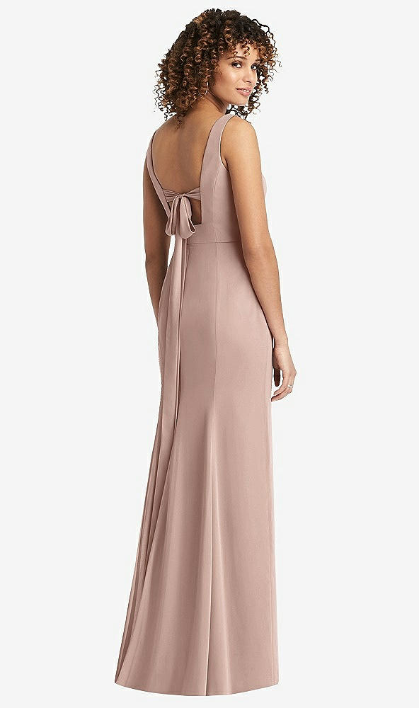 Front View - Bliss Sleeveless Tie Back Chiffon Trumpet Gown