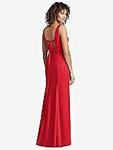 Front View Thumbnail - Parisian Red Sleeveless Tie Back Chiffon Trumpet Gown