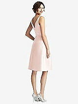 Rear View Thumbnail - Blush V-Neck Pleated Skirt Cocktail Dress with Pockets