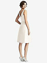 Rear View Thumbnail - Ivory V-Neck Pleated Skirt Cocktail Dress with Pockets