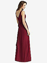 Rear View Thumbnail - Burgundy Sleeveless V-Neck Chiffon Wrap Dress