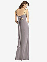 Front View Thumbnail - Cashmere Gray Tie-Back Cutout Trumpet Gown with Front Slit