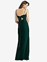 Front View Thumbnail - Evergreen Tie-Back Cutout Trumpet Gown with Front Slit