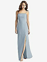 Rear View Thumbnail - Mist Tie-Back Cutout Trumpet Gown with Front Slit