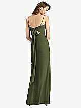 Front View Thumbnail - Olive Green Tie-Back Cutout Trumpet Gown with Front Slit