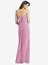Front View Thumbnail - Powder Pink Tie-Back Cutout Trumpet Gown with Front Slit