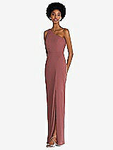 Side View Thumbnail - English Rose One-Shoulder Chiffon Trumpet Gown