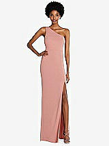 Front View Thumbnail - French Blue One-Shoulder Chiffon Trumpet Gown