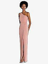 Side View Thumbnail - French Blue One-Shoulder Chiffon Trumpet Gown