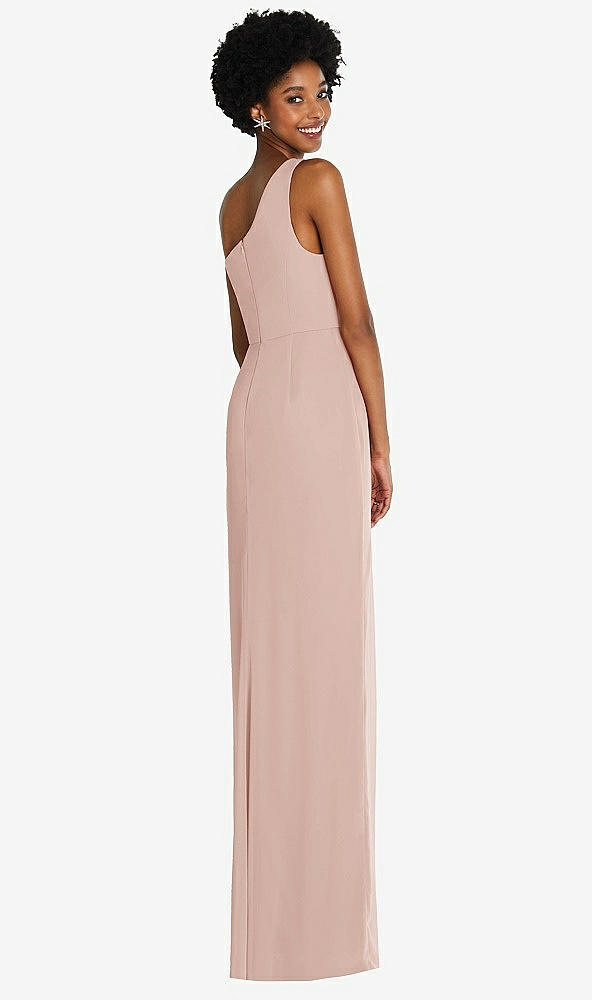 Back View - Toasted Sugar One-Shoulder Chiffon Trumpet Gown
