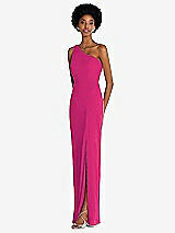 Side View Thumbnail - Think Pink One-Shoulder Chiffon Trumpet Gown