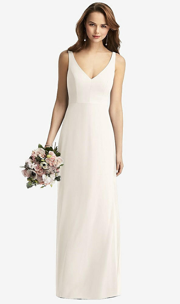 Front View - Ivory Sleeveless V-Back Long Trumpet Gown