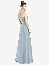 Rear View Thumbnail - Mist Strapless Notch Satin Gown with Pockets